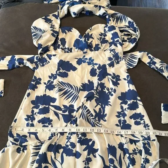 SOLD Women’s Summer Floral Halter Neck Maxi Dress with Ruffles Size L NWOT - Picture 10 of 13